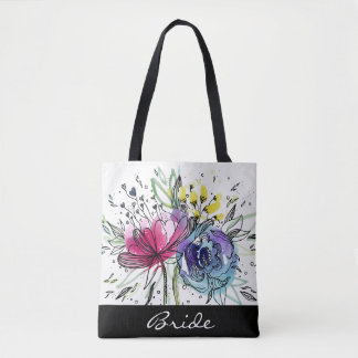 Wasserfarbe Bouquet personalisiert Tote Tasche. Tasche
