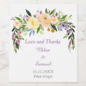 Wasserfarbe Bouquet Personalisierte Hochzeit Weinetikett (Einzelnes Label)