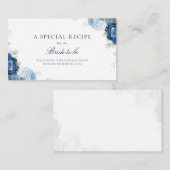Wasserfarbe Brautparty Blaue Flora Rezept Begleitkarte (Vorne/Hinten)