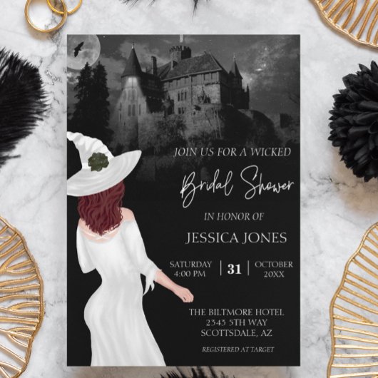 Wasserfarbe Brautparty Halloween Rotes Haar Einladung