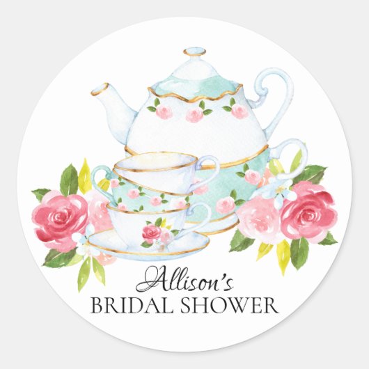 Wasserfarbe Bridal DuscheTee Party Sticker (Vorderseite)