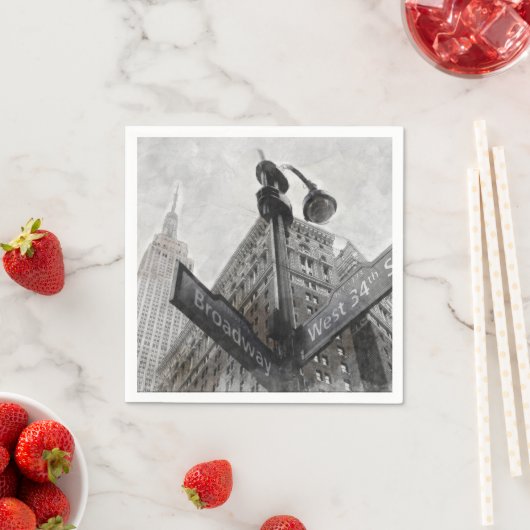 Wasserfarbe Broadway Street signieren Napkins - NY Serviette (Beispiel)