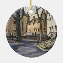 Wasserfarbe Brügge Belgien an einem sonnigen Tag Keramik Ornament