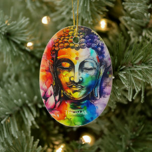 Wasserfarbe Buddha Rainbow Personalisiert Name Keramik Ornament