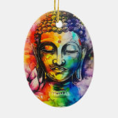 Wasserfarbe Buddha Rainbow Personalisiert Name Keramik Ornament (Hinten)