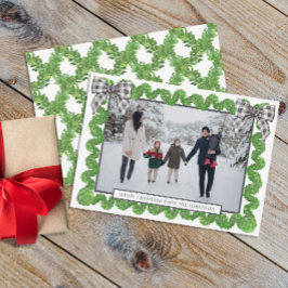 Wasserfarbe Buffalo Kariertes Black Bow Garland Fo Feiertagskarte