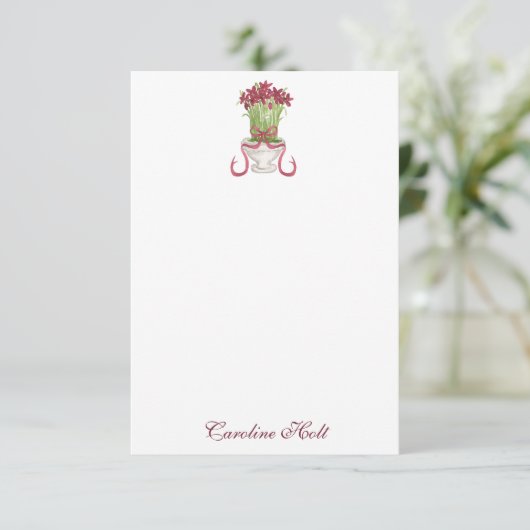 Wasserfarbe Burgund Amaryllis Personalisiert Dankeskarte (Stehend Vorderseite)