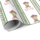 Wasserfarbe Burgund Amaryllis & Topiary Weihnachte Geschenkpapier (Rolleneckpunkt)