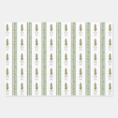 Wasserfarbe Burgund Amaryllis & Topiary Weihnachte Geschenkpapier Set (Vorderseite 3)