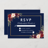 Wasserfarbe Burgund Bläserblau-UAWG RSVP Karte (Vorne/Hinten)