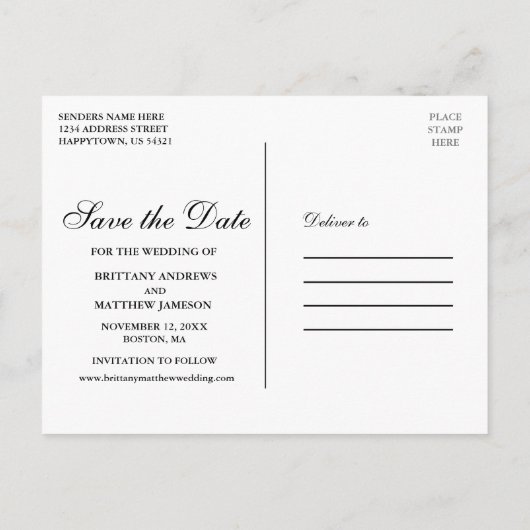 Wasserfarbe Burgund Blue Floral Gold speichern Dat Ankündigungspostkarte (Rückseite)