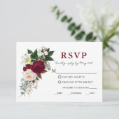 Wasserfarbe Burgund Blumengrün Meal W UAWG RSVP Karte (Stehend Vorderseite)