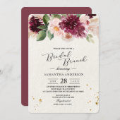 Wasserfarbe Burgund Blush Pink & Red Floral Einladung (Vorne/Hinten)