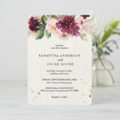 Wasserfarbe Burgund Blush Pink & Red Floral Einladung (Stehend Vorderseite)