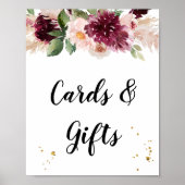 Wasserfarbe Burgund Blush Pink & Red Floral Poster (Vorne)