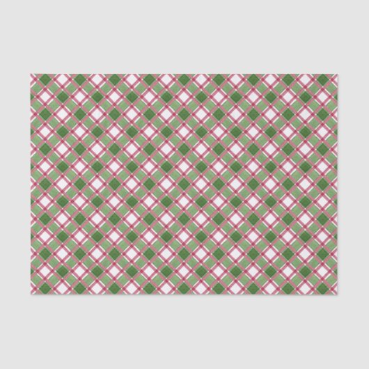 Wasserfarbe Burgund & Grüne Weihnachten Kariert Seidenpapier (Vorderseite)