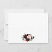 Wasserfarbe Burgund Rosa Blütengoldfarben Personal Mitteilungskarte (Rückseite)