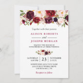 Wasserfarbe Burgund Rote Flora Rustikale Boho Hoch Einladung (Vorderseite)