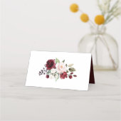 Wasserfarbe Burgundy Blush Floral Gold Geometrie Platzkarte (Rückseite)
