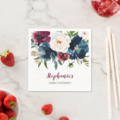 Wasserfarbe Burgundy Navy Blume Kinderdusche Serviette (Beispiel)