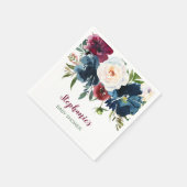 Wasserfarbe Burgundy Navy Blume Kinderdusche Serviette (Ecke)