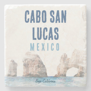 Wasserfarbe Cabo San Lucas Mexiko Arte Vintag Steinuntersetzer
