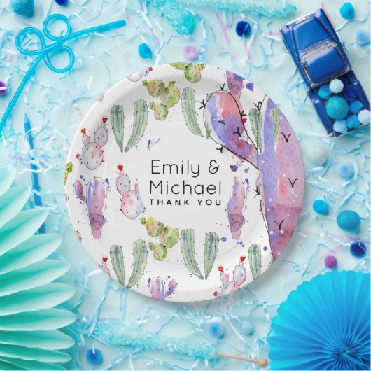 Wasserfarbe Cacti Fiesta Personalisiert Pappteller (Party)