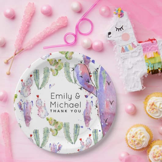 Wasserfarbe Cacti Fiesta Personalisiert Pappteller (Party)
