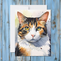 Wasserfarbe Calico Cat Portrait