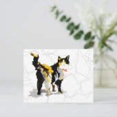 Wasserfarbe Calico Kat Geometrische Formen Postkarte (Stehend Vorderseite)