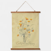 Wasserfarbe California Poppy Blume Blumenstrauß Ar Wandteppich Mit Holzrahmen (Vorderseite)