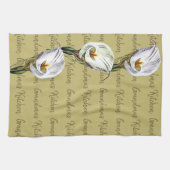 Wasserfarbe Calla Lily Benutzerdefiniertes Textmus Geschirrtuch (Horizontal)