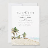 Wasserfarbe Cancun Mexiko Strand Save the Date Einladung (Vorderseite)