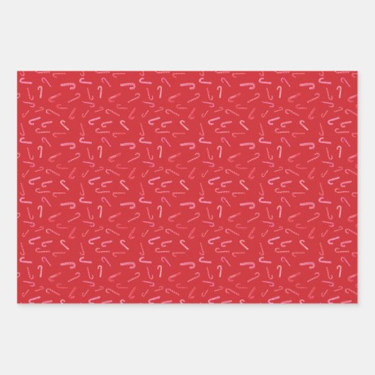 Wasserfarbe Candy Cane Weihnachten Geschenkpapier Set (Vorderseite 3)