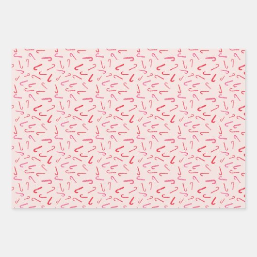Wasserfarbe Candy Cane Weihnachten Geschenkpapier Set (Vorderseite)