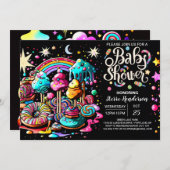 Wasserfarbe Candy Wonderland Babydusche Einladung (Vorne/Hinten)