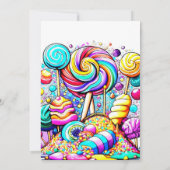 Wasserfarbe Candyland Birthday Einladung (Rückseite)