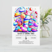 Wasserfarbe Candyland Birthday Einladung (Stehend Vorderseite)