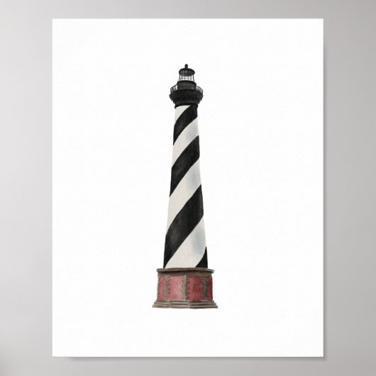 Wasserfarbe Cape Hatteras Leuchtturm Schöne Dekora Poster (Vorne)