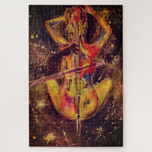 Wasserfarbe - Cello Space Sonata - Dame mit Cello Puzzle