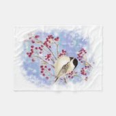 Wasserfarbe Chickadee & Berries Frostige Winterlan Fleecedecke (Vorderseite (Horizontal))