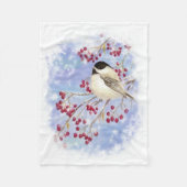 Wasserfarbe Chickadee & Berries Frostige Winterlan Fleecedecke (Vorderseite)