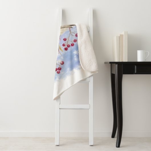 Wasserfarbe Chickadee Berry Tree Winter Frost Bird Sherpadecke (Beispiel)