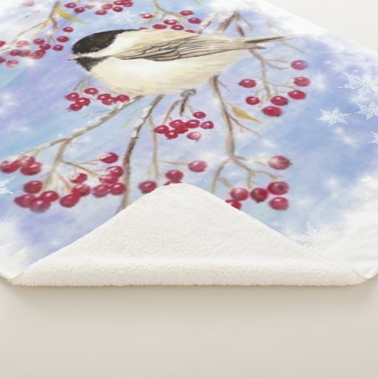 Wasserfarbe Chickadee Berry Tree Winter Frost Bird Sherpadecke (3/4)