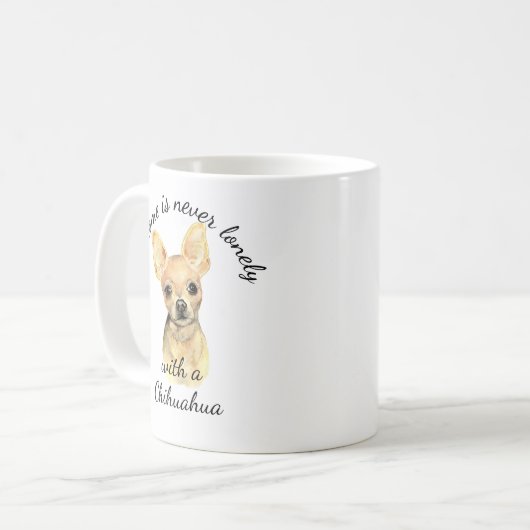 Wasserfarbe Chihuahua Hund Tier Kaffeetasse (Vorderseite Links)