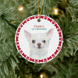 Wasserfarbe Chihuahua Personalisiert Weihnachten Keramik Ornament
