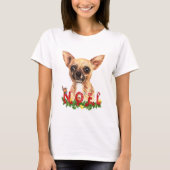 Wasserfarbe Chihuahua Weihnachten Weihnachtsfest T T-Shirt (Vorderseite)