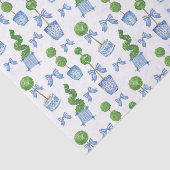 Wasserfarbe Chinoiserie Blauer Bow Topiary Seidenpapier (Ausschnitt)