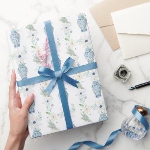 Wasserfarbe Chinoiserie Blue Floral Ginger Jards Geschenkpapier