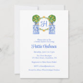 Wasserfarbe Chinoiserie Citrus Topiary Monogram Einladung (Vorderseite)